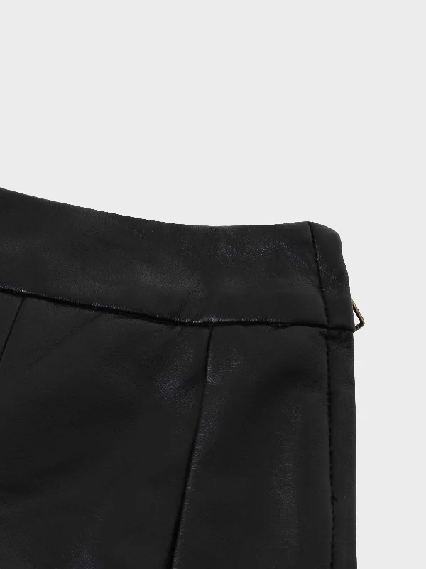 Flare Leather Skirt 23.5""-Black