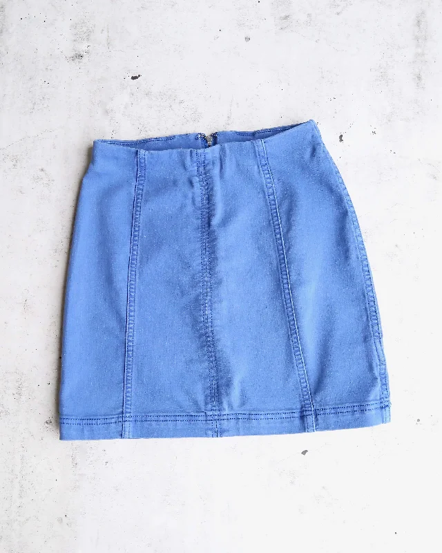 Free People - Modern Femme Novelty Mini Denim Skirt in Turquoise/Lapis Lazuli