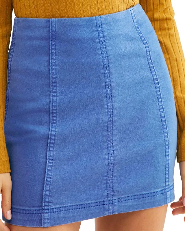 Free People - Modern Femme Novelty Mini Denim Skirt in Turquoise/Lapis Lazuli