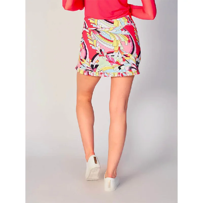 G Lifestyle 14 1/2-Inch Barths Ruffle Skort - Coral