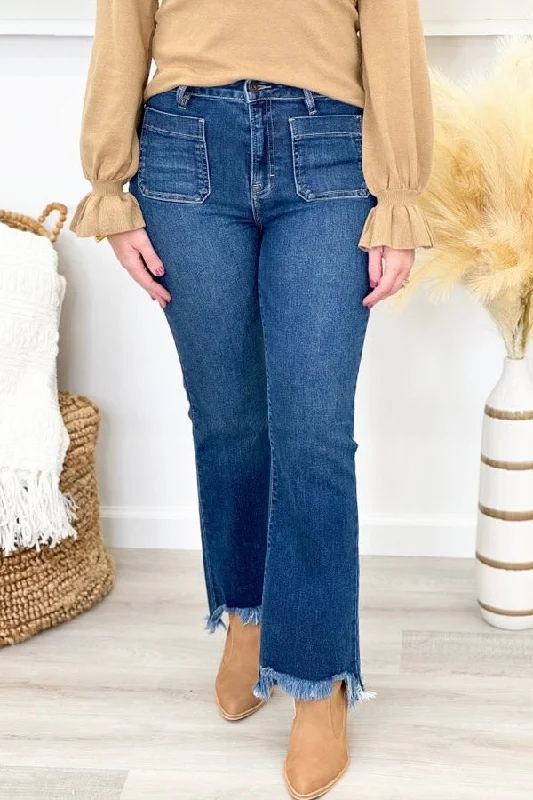 Dark Blue High Waist Flare Jeans