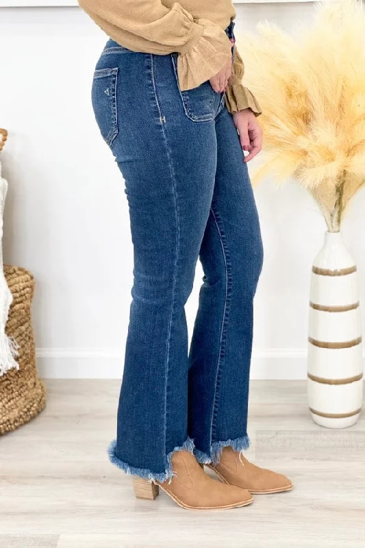 Dark Blue High Waist Flare Jeans