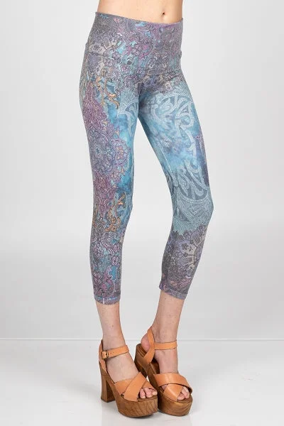 B4438W  ""TWIST EXCLUSIVE""  High Waist Crop Mandala Leggings by M.Rena