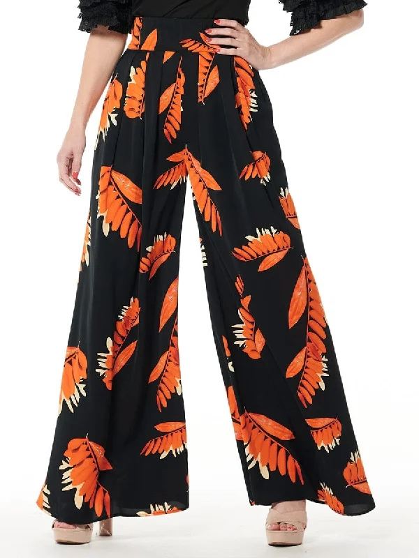 Leaf Printing High Waist Pants