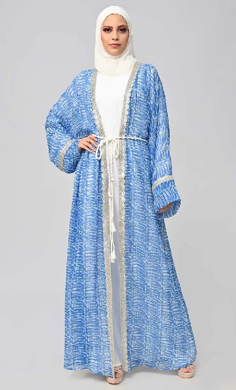 Majestic Fusion: Islamic Printed Bisht Abaya With Inner Elegance