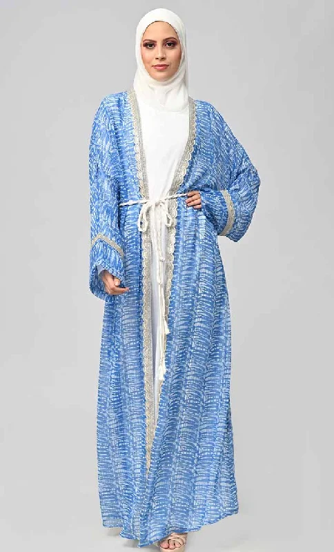 Majestic Fusion: Islamic Printed Bisht Abaya With Inner Elegance