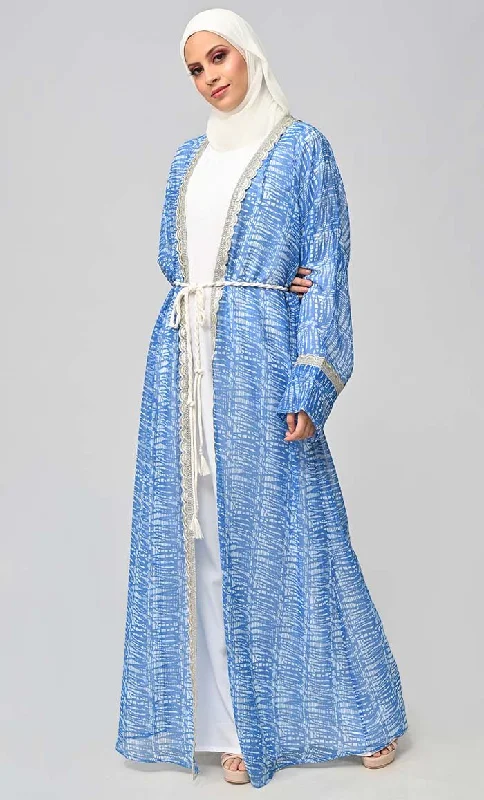 Majestic Fusion: Islamic Printed Bisht Abaya With Inner Elegance