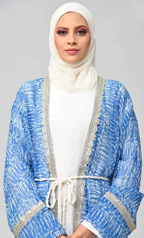 Majestic Fusion: Islamic Printed Bisht Abaya With Inner Elegance