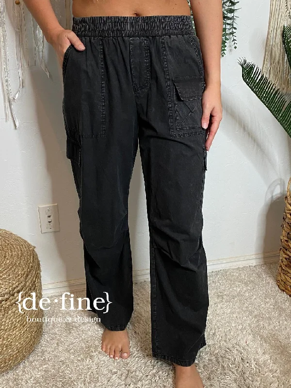 Mineral Washed Pants in Black or Sage