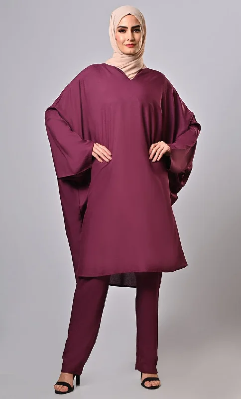 Wine Modest Everday Wear Full Set (Top And Bottom) (2Pc Set)