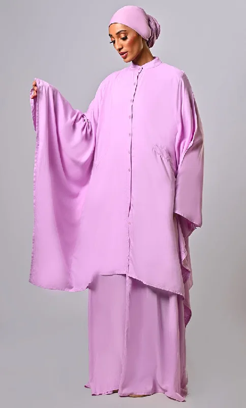 Modest Islamic Loose Comortable Rayon Button Down Abaya With Kaftan