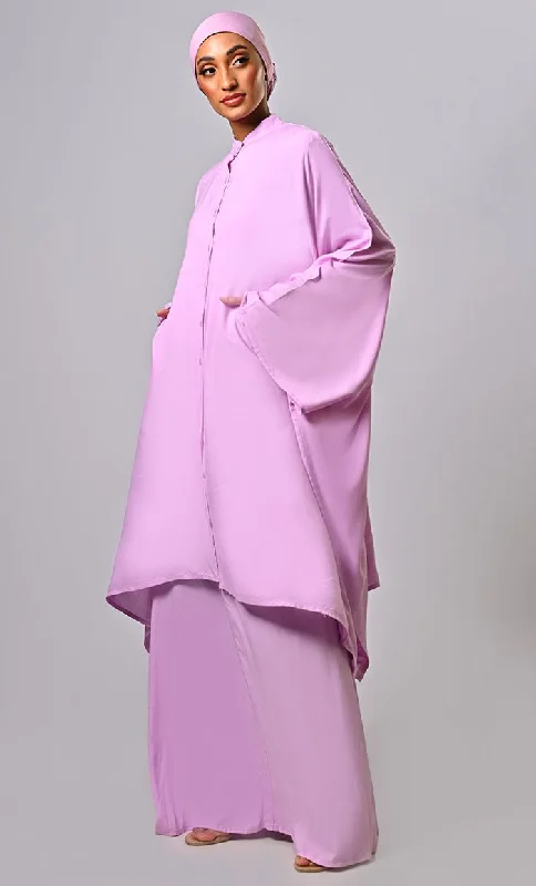 Modest Islamic Loose Comortable Rayon Button Down Abaya With Kaftan