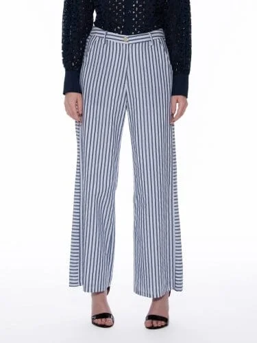 Natural Color Striped Print Comfy Pants