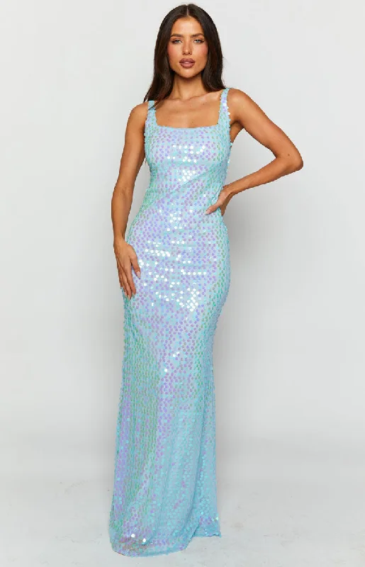 Nova Blue Sequin Maxi Dress