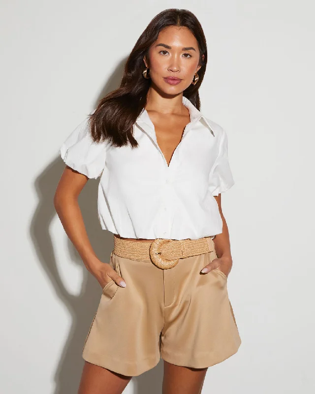 Paris Poplin Short Sleeve Button Down Top