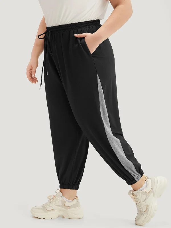 Patchwork Contrast Drawstring Sweatpant