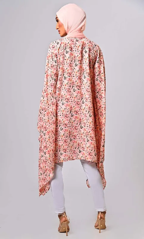 Peach Islamic Kaftan Printed Tunic