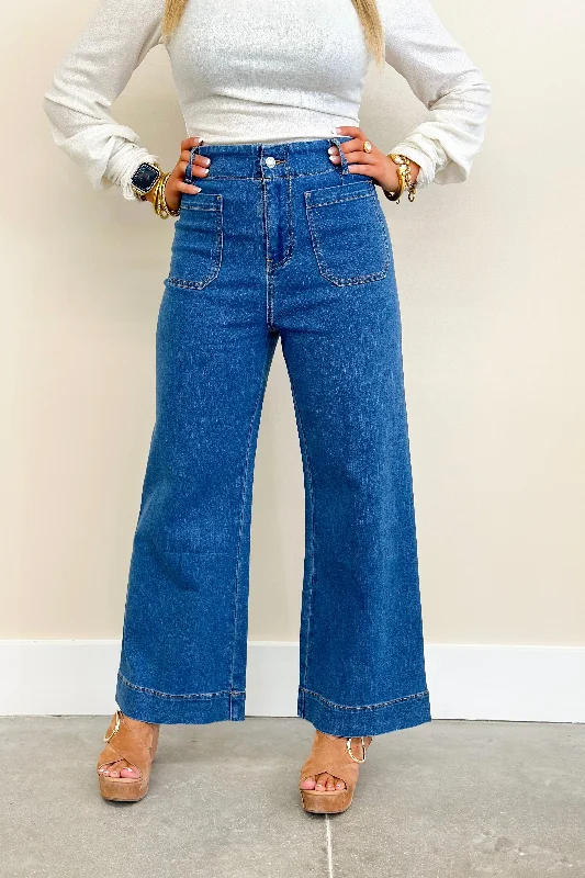 Denim Straight Leg Pocket Pants