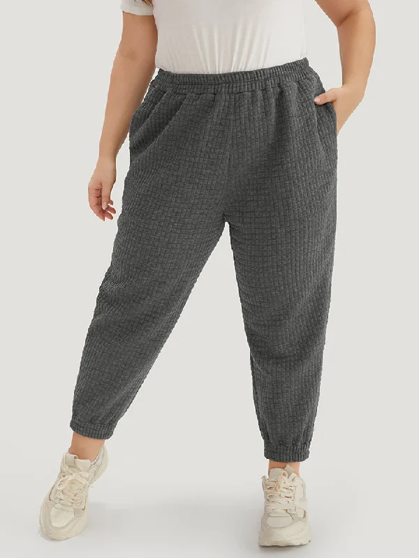 Plain Texture High Rise Sweatpant