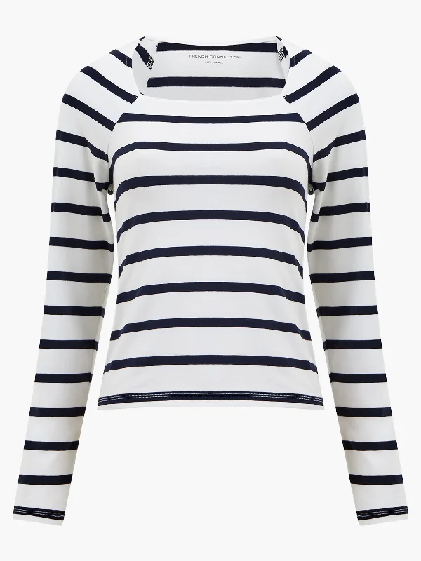 Rallie Stripe Square Neck Long Sleeve Top