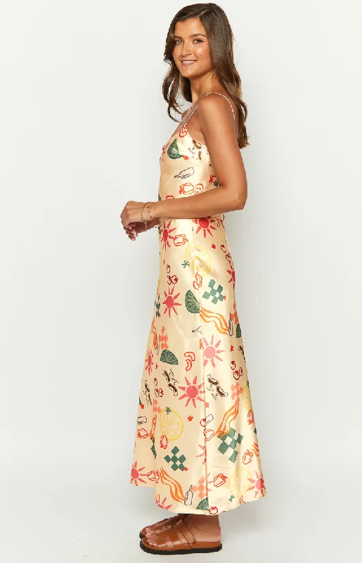 Renesmee Golden Escape Yellow Print Maxi Dress