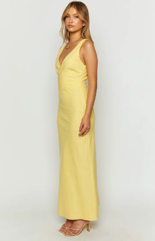 Resorts Yellow Linen Blend Maxi Dress