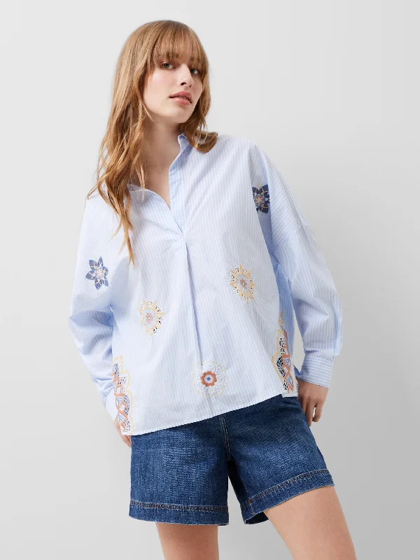 Rhodes Embroidered Poplin Popover Shirt