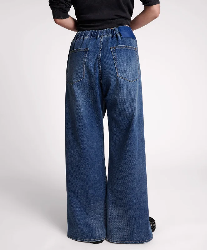 Roadhouse Wide Leg Drawstring Jeans - Deep Blue