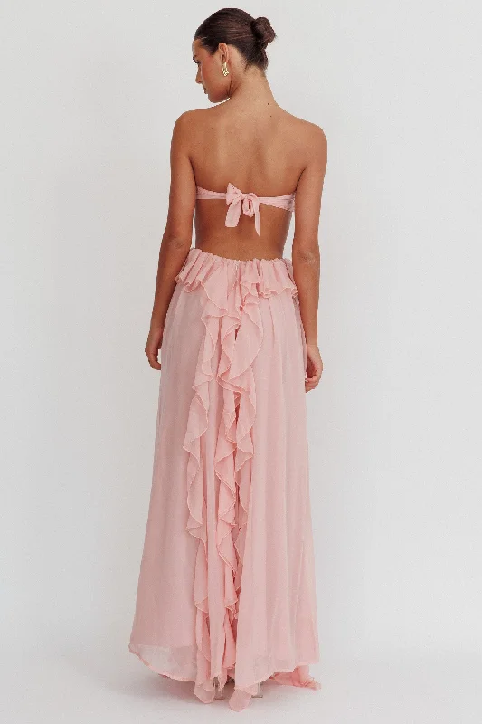 Santiago Cut-Out Ruffle Maxi Dress Blush