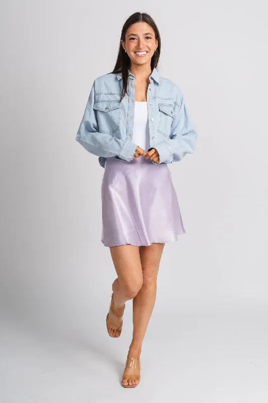 Satin flare mini skirt lavender