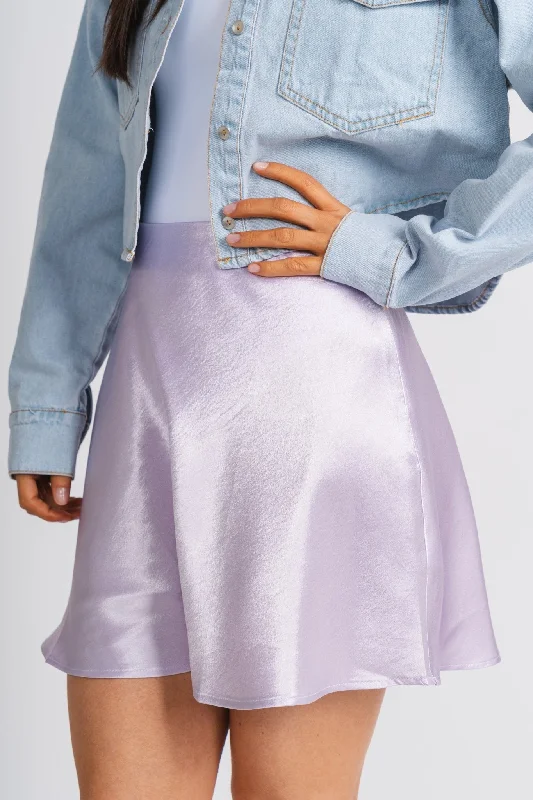 Satin flare mini skirt lavender