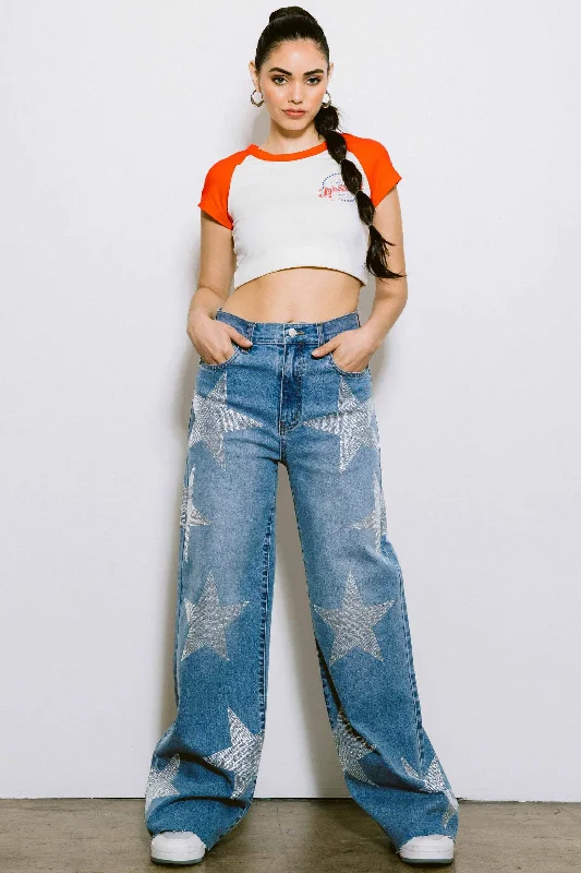 Stardust Wide Leg Pants- Denim