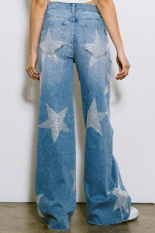 Stardust Wide Leg Pants- Denim