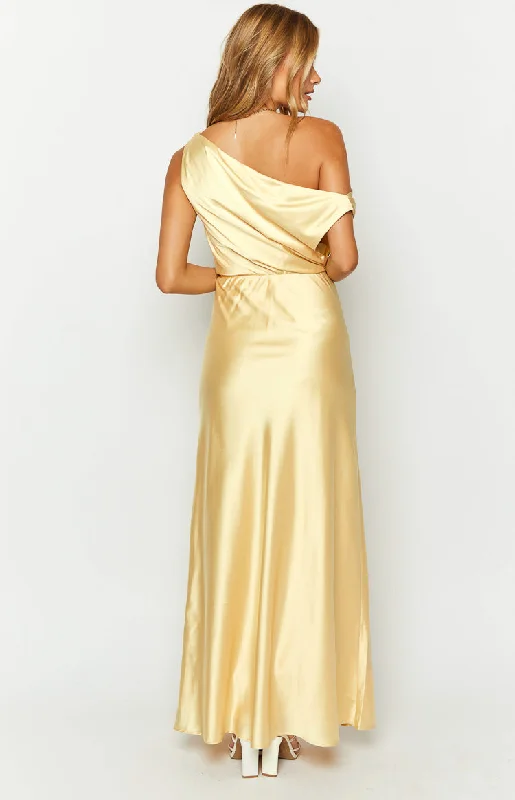 Sunshine Elegance Yellow Formal Maxi Dress