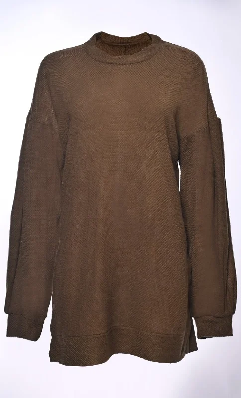 Sweater Serenity: Unwind in Korean Knitted Comfort (Brown)