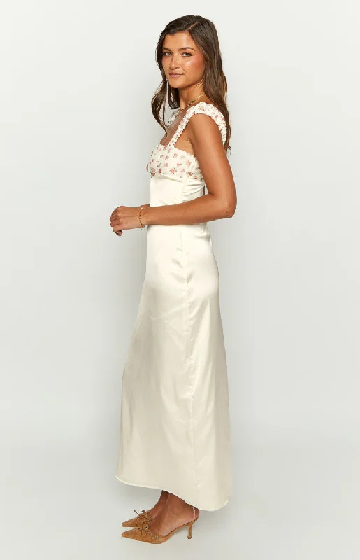 Yolandah Cream Chiffon Maxi Dress