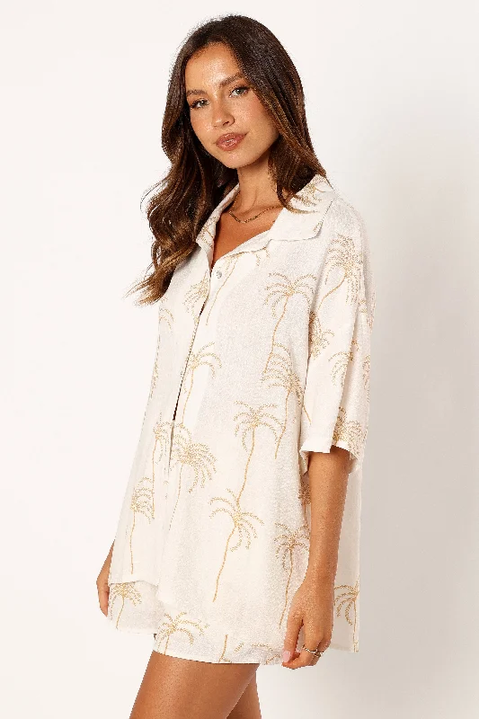 Amira Short Sleeve Shirt - Palm Print