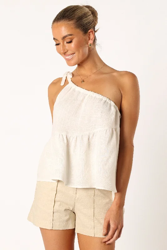 Wanda One Shoulder Top - White